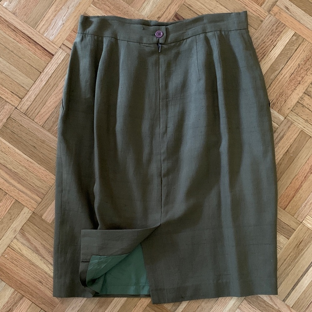 Diane Gilman Silk Floral Blazer Women’s Size 4 - & Anne Klein Olive Skirt - Picture 5 of 14